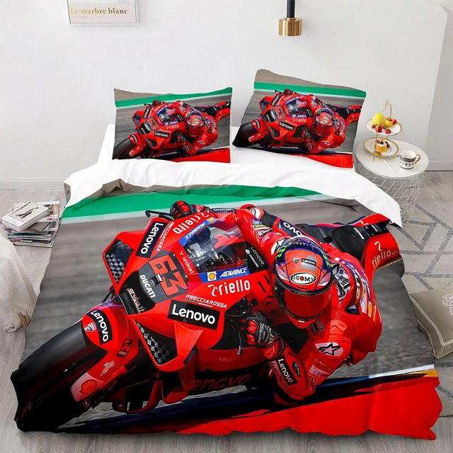 Marquez 93 Bettwäsche-Set mit 3D-Druck in Rot, bestehend aus Bettbezug und Kissenbezügen, B/H: 140 x 210 cm - Bild 1