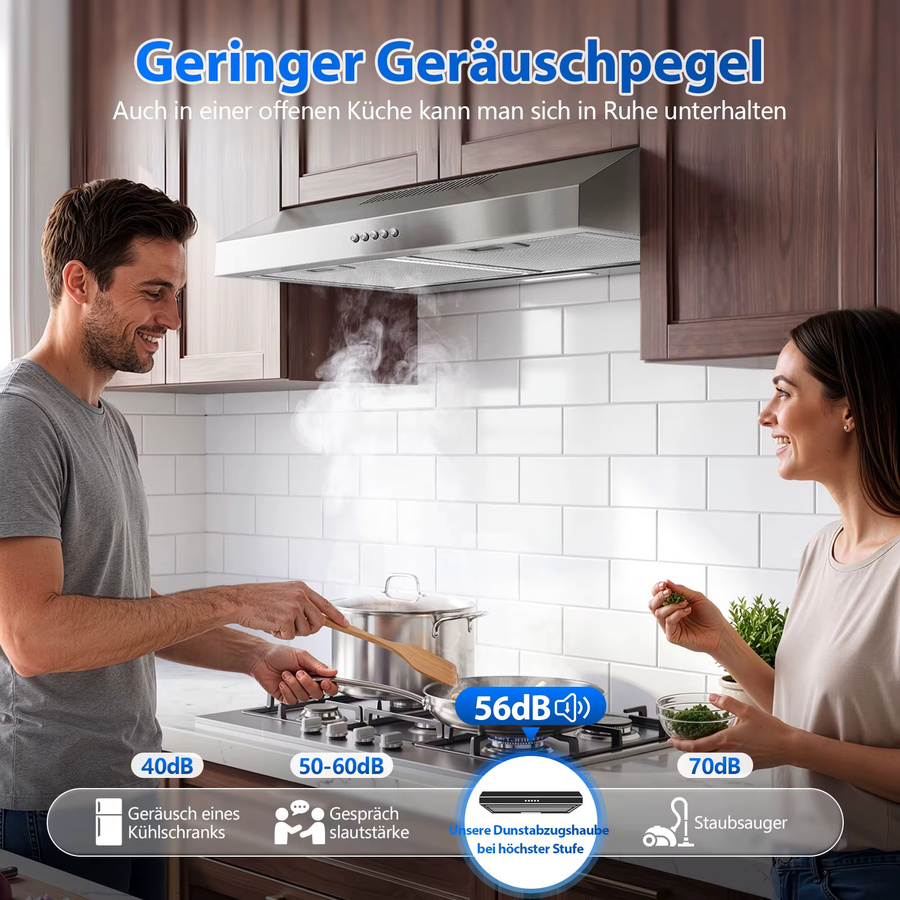 TopStrong Unterbau-Dunstabzugshaube in Edelstahl, Breite: 60 cm, 250 m³/h Luftleistung, Energieeffizienzklasse A++, mit LED-Display - Bild 4