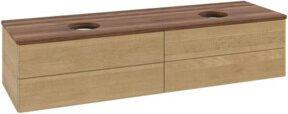 V&B Waschtischunterschrank Antao mit Beleuchtung ohne Frontstruktur in Walnut und Honey Oak, B/T: 160 x 50 cm - Bild 1