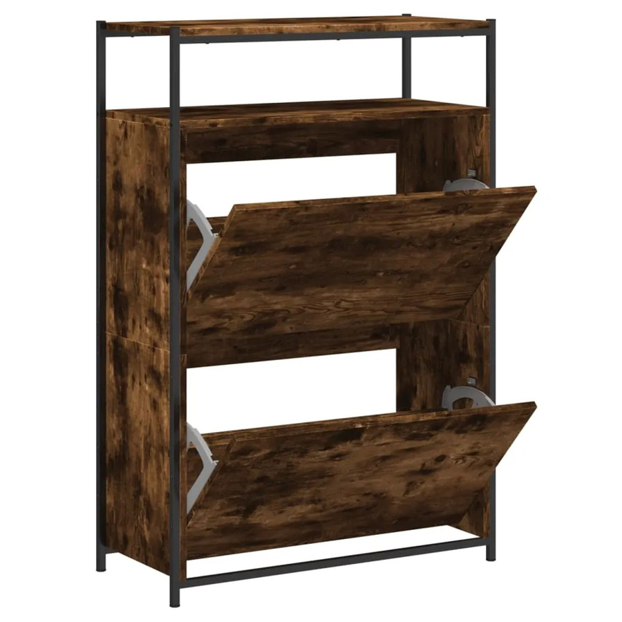 vidaXL Schuhschrank Räuchereiche in Braun mit Türen und Regalfächern, B/T/H: 75 x 34 x 112 cm - Bild 2