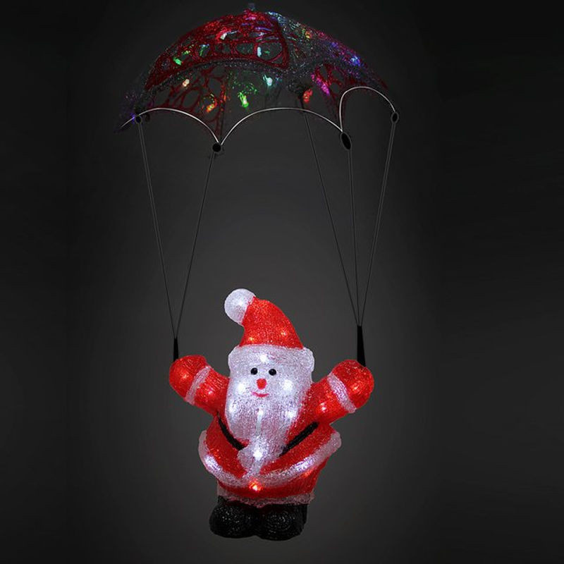Monzana LED Weihnachtsmann Figur als Hängeornament aus Kunststoff in Rot, Weiß und Schwarz - Bild 1