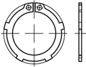Industrial Quality Supplies Sicherungsringe mit Lappen nach DIN 983 aus Federstahl, Durchmesser: 35 mm, Stärke: 1,5 mm - Bild 1