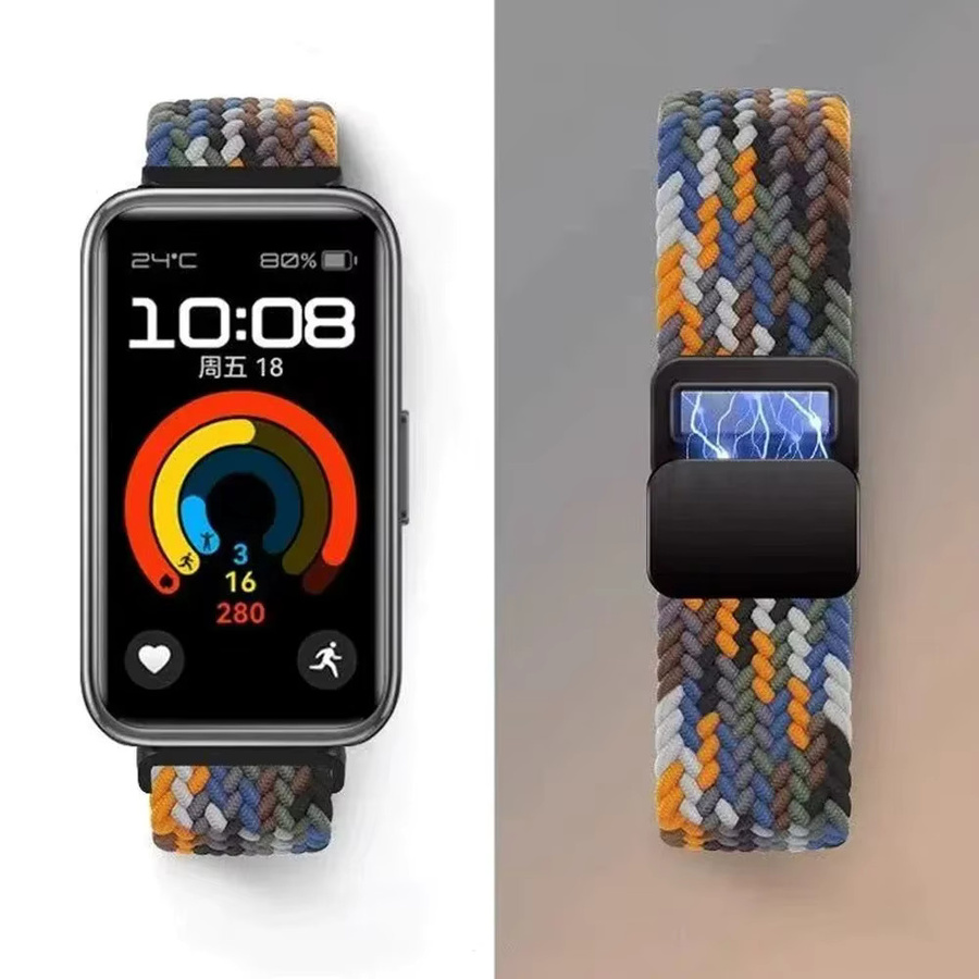 Huawei Uhrenarmband, geflochtenes Nylon-Schlaufenband, multicolor, für Huawei Band 10, 9, 8 - Bild 1