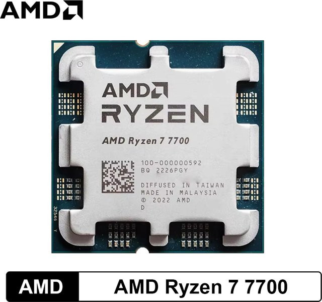 AMD Ryzen 7 7700 Desktop CPU für Gaming und Produktivität, 8 Kerne, 12 Threads, Sockel AM5, 4,5 GHz Max Boost, 5nm, 32MB L3 Cache, Silber - Bild 1