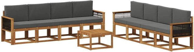 vidaXL Outdoor-Sofagarnitur aus Akazienholz mit 3-Sitzer-Sofa, Couchtisch und Kissen in Braun und Anthrazit - Bild 1