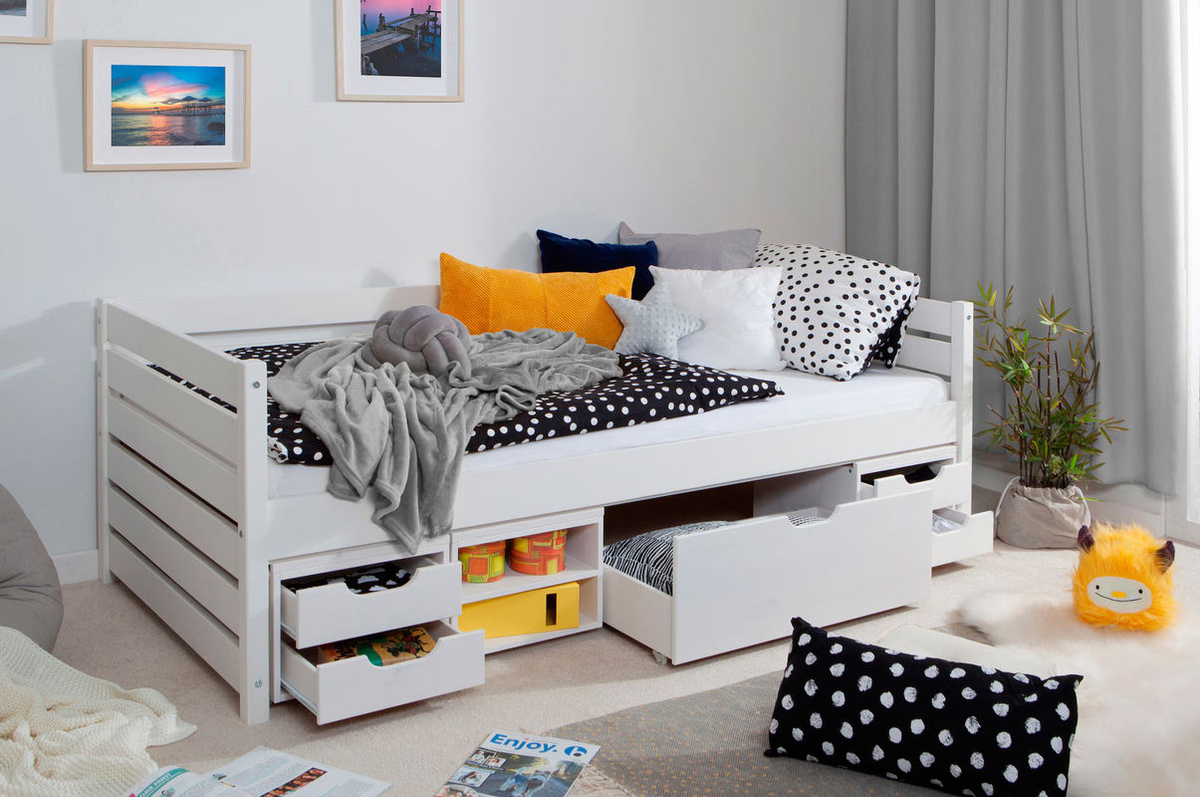 TiCAA Sofabett Naomi mit Funktionsschubkästen und Schlaffunktion, B/T: 90 x 200 cm - Bild 3