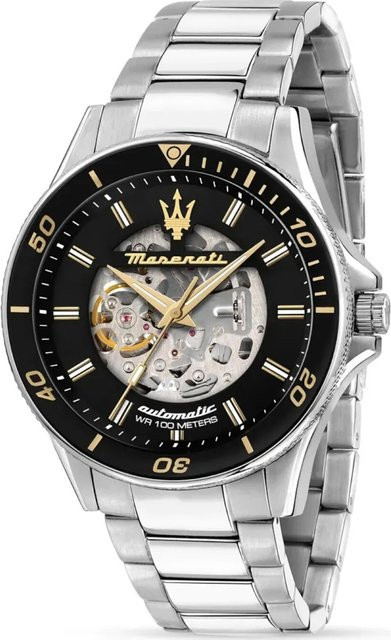 Maserati Herrenuhr Sfida, Automatik, Edelstahl, Schwarz, 44 mm, 10 ATM - Bild 1