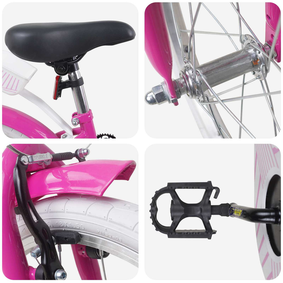 VD Home Furnishing Kinderfahrrad 18 Zoll Dunkelrosa für Alter 5-7 - Bild 1