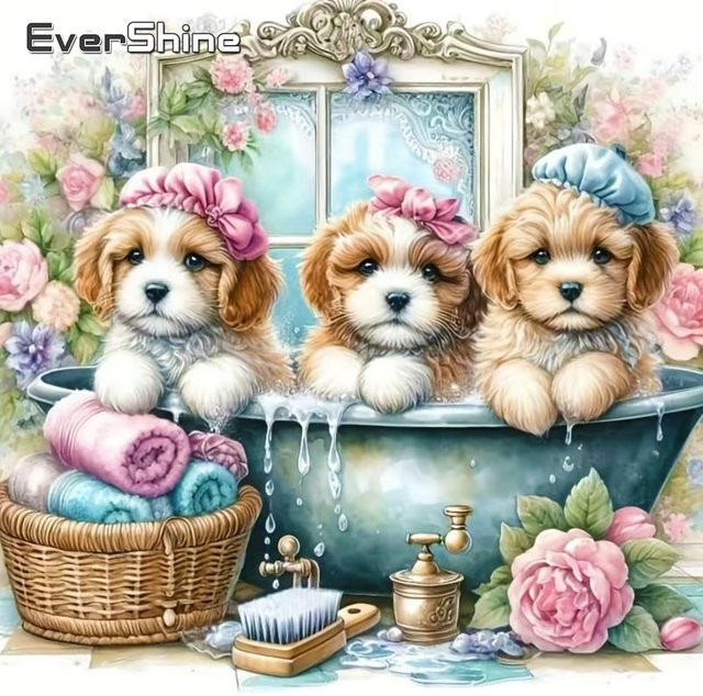 EverShine DIY Diamant-Mosaik Hund als Diamantmalerei für die Heimdekoration, Multicolor, B/T/H: 20 x 20 x 20 cm - Bild 1