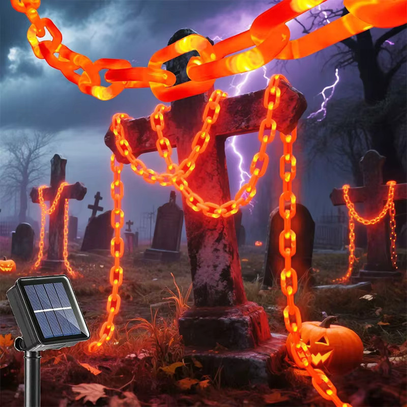 Halloween LED-Kettenlichter aus Kunststoff mit 8 Beleuchtungsmodi in Rot, 2 m oder 4 m Länge für gruselige Outdoor-Dekorationen - Bild 2