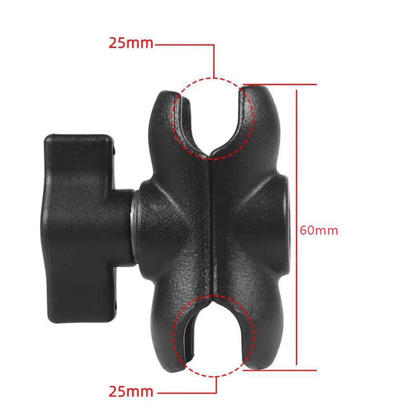 DIXSG Metall Ram Mount Halterung mit Doppelbuchsenarm für Motorrad und Action Kamera, Schwarz, B/T/H: 6 x 9 x 15 cm - Bild 2