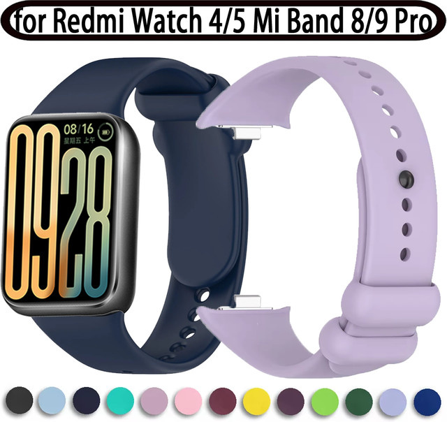 Xiaomi Uhrenarmband Silikon, Schwarz, für Redmi Watch 4/5, Mi Band 8 Pro/9 Pro - Bild 1