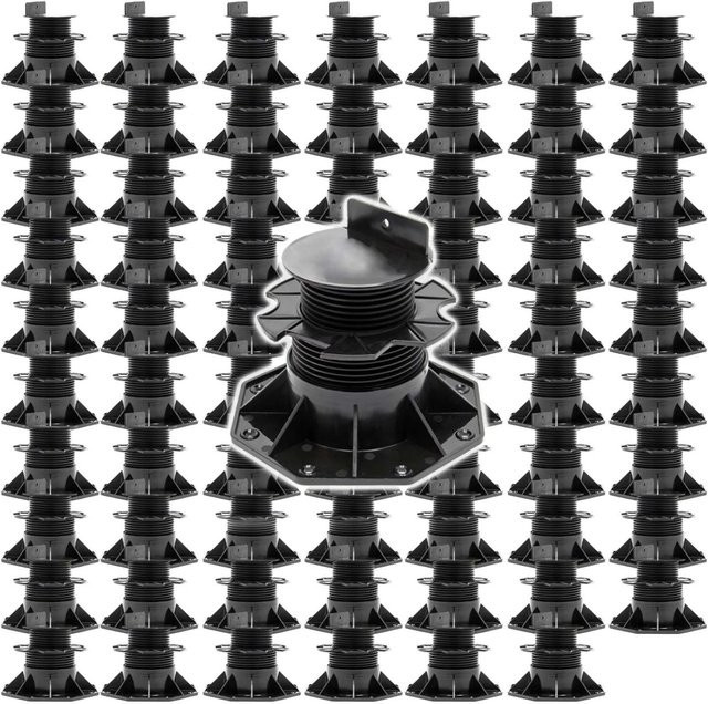 Xpotool Set 70 Stelzlager für Terrassen in Schwarz, höhenverstellbare Stellfüße mit 2700 kg Tragkraft, Verstellbereich 60-138 mm - Bild 1
