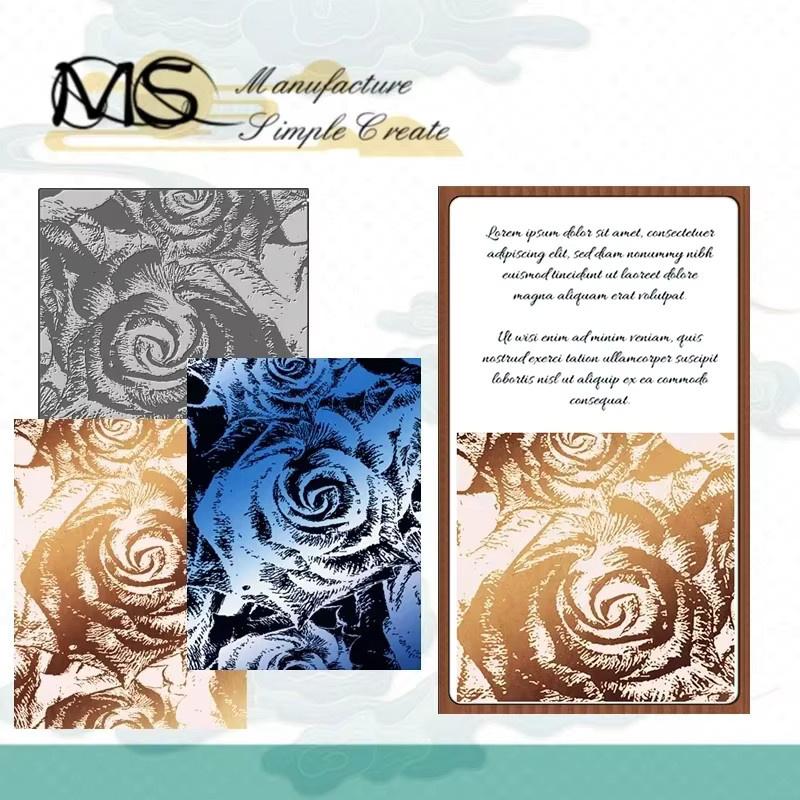 Metall Heißfolienplatte mit Herz und Rosen für Scrapbooking und Bastelarbeiten - Bild 2