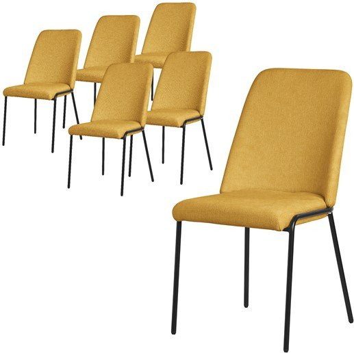 ML-Design Esszimmerstühle 6er Set in Senfgelb mit Stoffbezug und Metallbeinen - Bild 1
