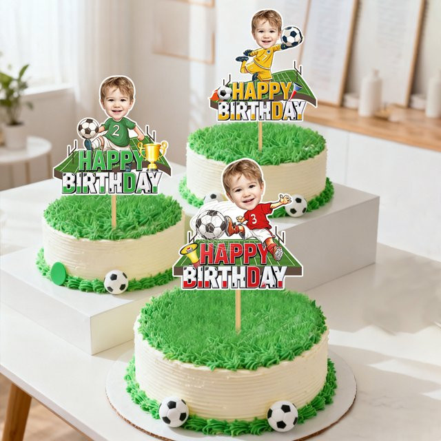 Personalisierter Fußball Kuchenaufsatz von WEIGAO in Mehrfarbig für Kindergeburtstage - Bild 1