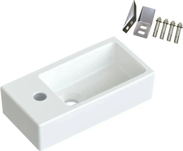 Aquabatos Aufsatzwaschbecken aus Keramik für Gäste-WC, Weiß, B/T/H: 40,5 x 20 x 10,5 cm - Bild 1
