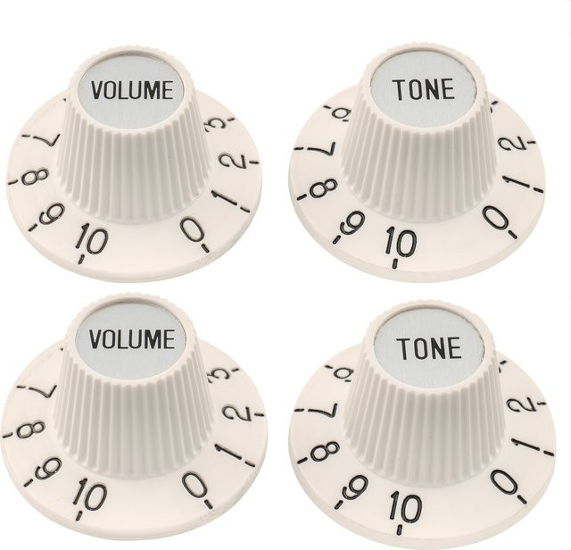 Musiclily Pro 2-Ton 2-Lautstärkeregler mit 24 Splines Witch Top Hat Knöpfen in Weiß für E-Gitarre, Bass, Verstärker und Effektpedale - Bild 1
