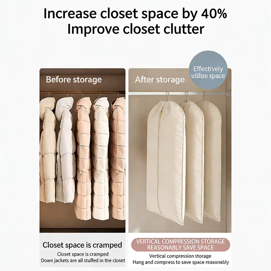 DUSTPROOFVEIL Kompressionsbeutel zur Kleideraufbewahrung für Jacken in Pink und Beige - Bild 2
