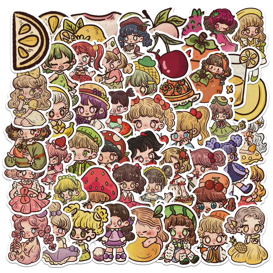 50 Stück Retro-Obst-Aufkleber in Multicolour, wasserfeste Sticker für Handyhüllen, Laptops und Wasserbecher - Bild 2