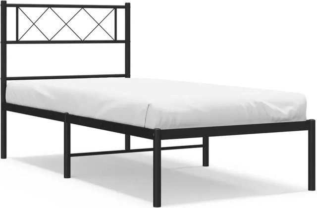 vidaXL Bettgestell aus Metall mit Kopfteil in Schwarz, B/H: 80 x 200 cm - Bild 1