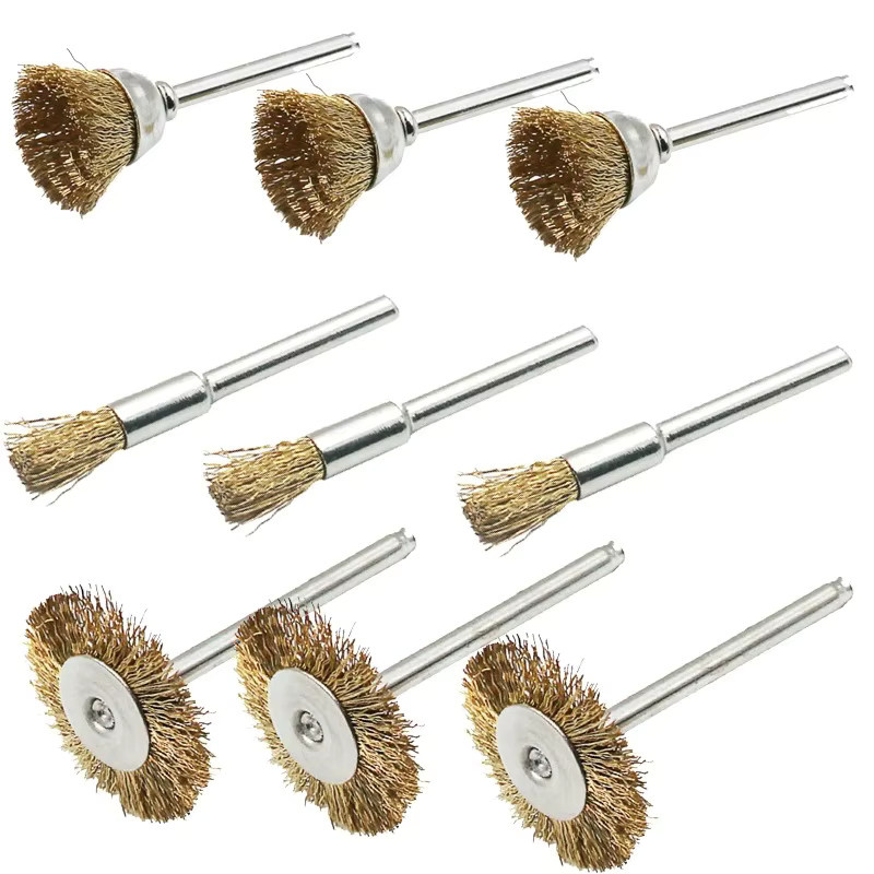 SHENGMEIYU 9-teiliges Polier-Set aus Messing und Stahl für Dremel und Drehwerkzeuge zur Rostentfernung und zum Schleifen in Gold - Bild 2