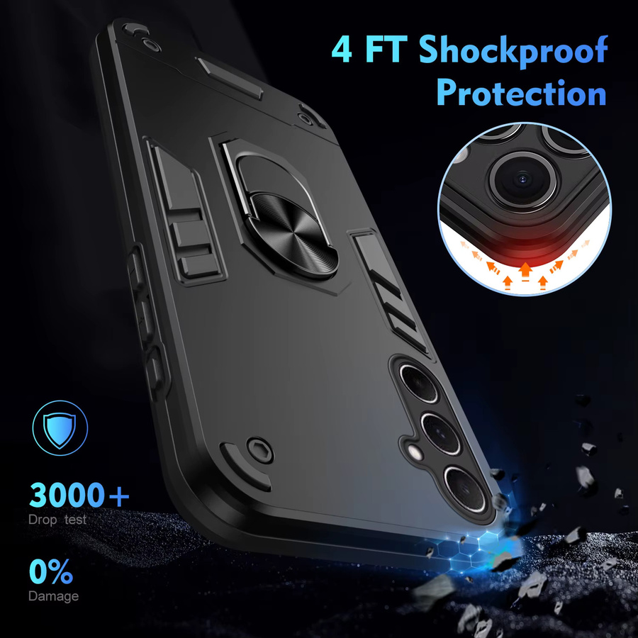 Militärische Panzer-Schutzhülle für Samsung Galaxy A57 A37 A17 A07 A56 A36 A26 A16 5G mit Ringständer und Halterung in Schwarz und Grün - Bild 4