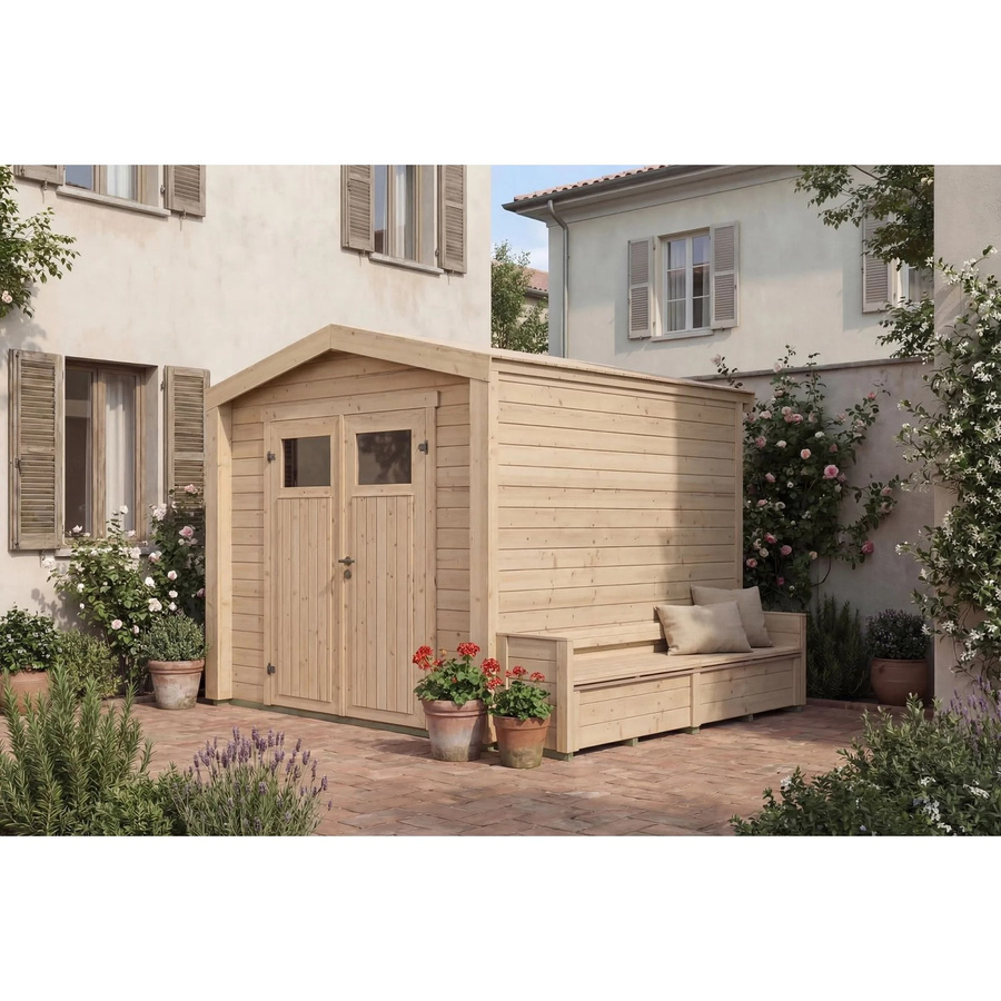 Weka Holz-Gartenhaus Killarney mit Satteldach in Natur und Braun, B: 308 cm, T: 263 cm, H: 241 cm - Bild 2