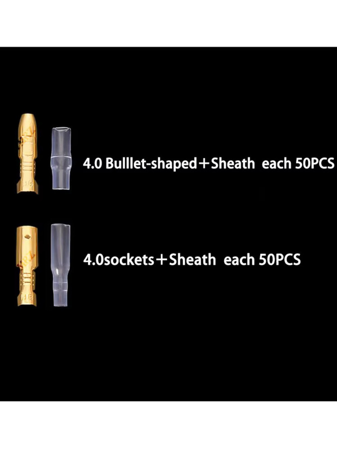 200 Stück Kaltpressklemmen Schutzhülsen 4mm Bullet Crimp-Terminals für Autoelektrik-Verbindungen in Gold - Bild 3