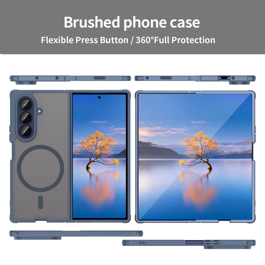 Luxuriöse matte Hartschalenhülle für Samsung Galaxy Z Fold 7 und Flip 7 in Blau mit magnetischer kabelloser Ladefunktion und stoßfestem Schutz - Bild 2