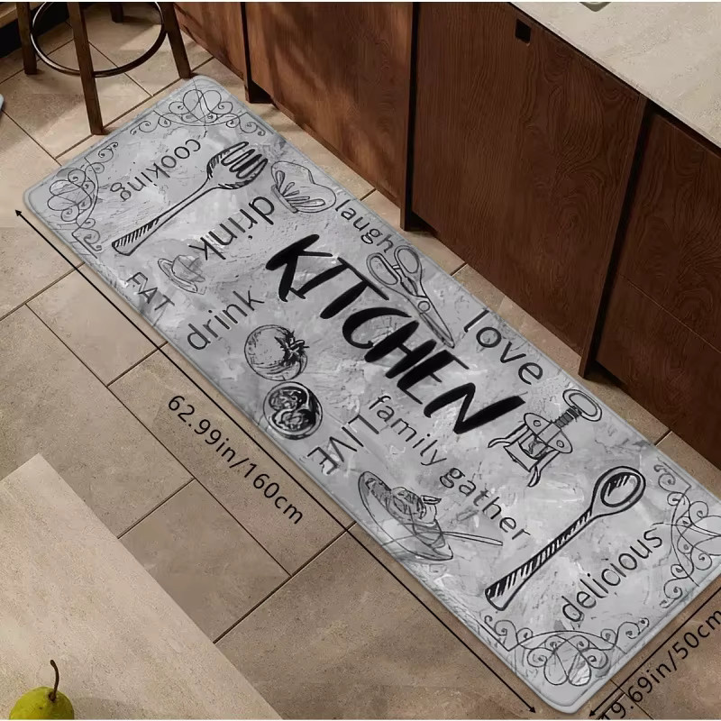 VIKAMA Küchenbodenmatten Set, rutschfest und waschbar, modernes Küchenteppich-Set für deine Küche - Bild 2