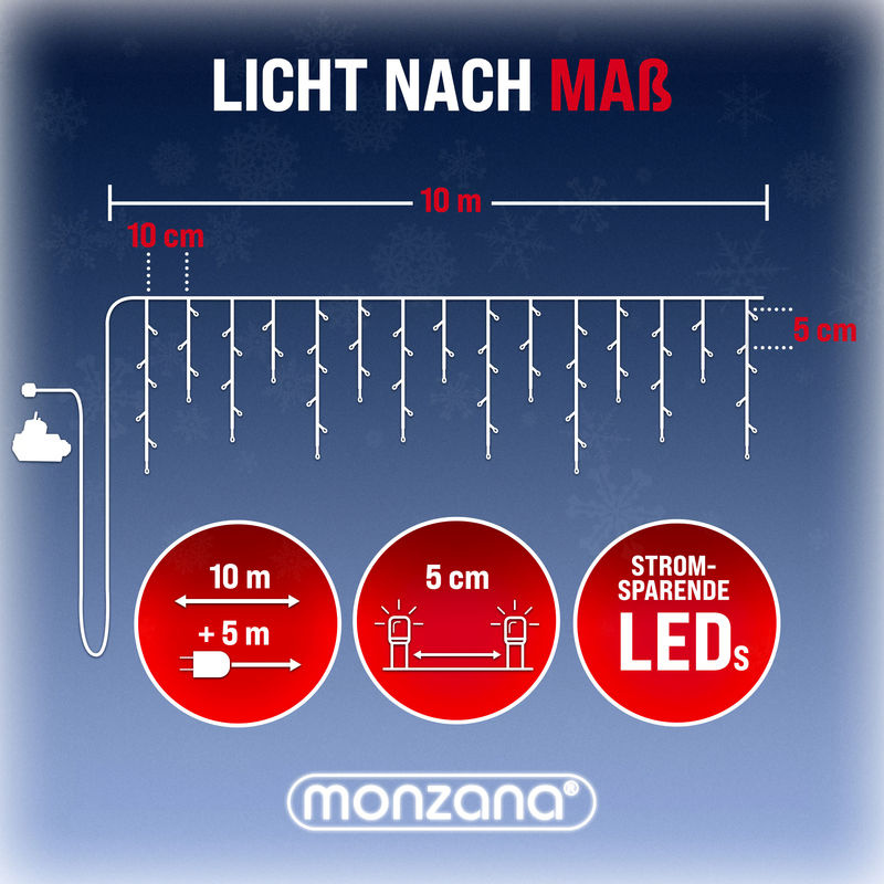 Monzana Regenlichterkette LED Weihnachten in Weiß mit 15m Länge und IP44 Schutz für Innen- und Außenbereich - Bild 4