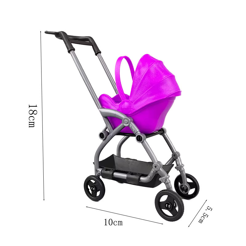 Apatsuki Puppenhaus Zubehör, Kinderwagen Trolley, Kunststoff, Rosa / Pink - Bild 2