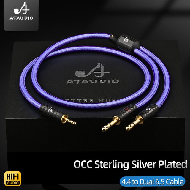 ATAUDIO HiFi Audiokabel versilbertes 4.4 mm symmetrisches auf Dual 6.35 mm TRS Kabel in Lila - Bild 1