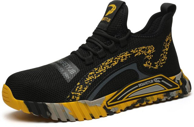 Sicherheitsschuhe für Herren von Footwear Finds in Gelb und Schwarz mit Stahlkappe und durchtrittsicherem Schutz, Größe 38 - Bild 1