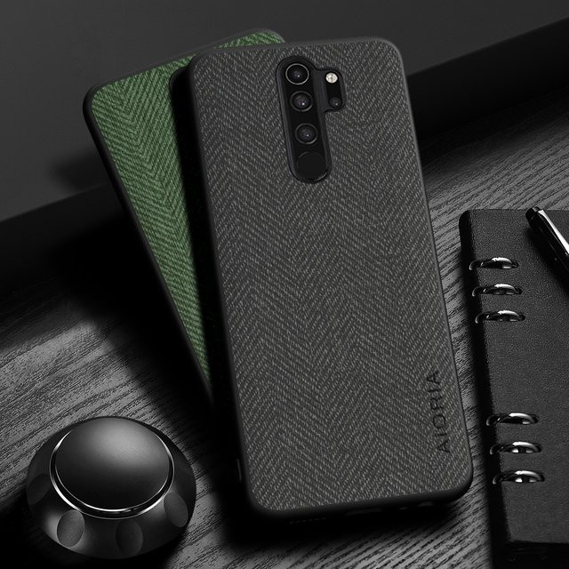 Lederhülle für Xiaomi Redmi Note 8 Pro und Redmi Note 8T mit Holzmaserung in Orange und Schwarz - Bild 1