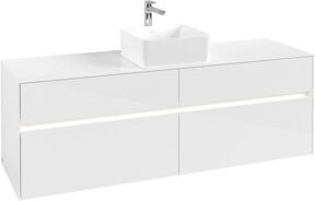 V&B Waschtischunterschrank Collaro in Weiß glänzend mit Waschtisch und LED-Beleuchtung 12W B/T/H: 160 x 50 x 54,8 cm - Bild 1