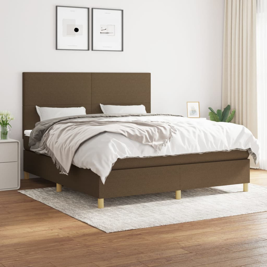vidaXL Boxspringbett mit Matratze Dunkelbraun B/T/H: 180 x 200 x 128 cm aus Stoff - Bild 4