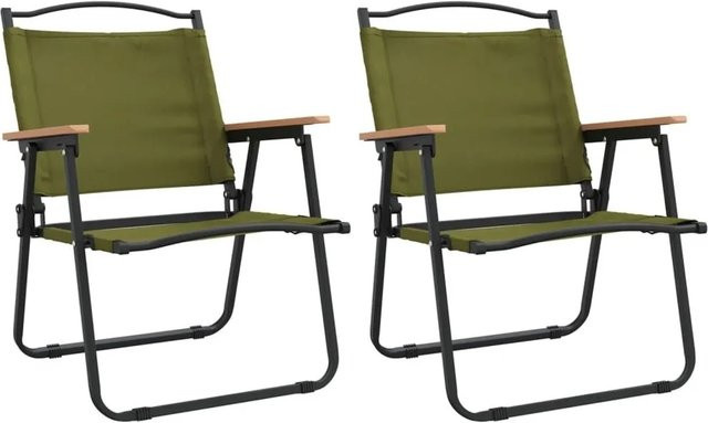 2er-Set vidaXL Campingstühle aus grünem Oxford-Gewebe, B/T/H: 54 x 55 x 78 cm - Bild 1