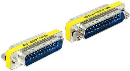 Delock 65482 VGA Adapter mit 1x D-SUB-Stecker 25pol. auf 1x D-SUB-Stecker 25pol. in Blau, Silber und Gelb - Bild 1