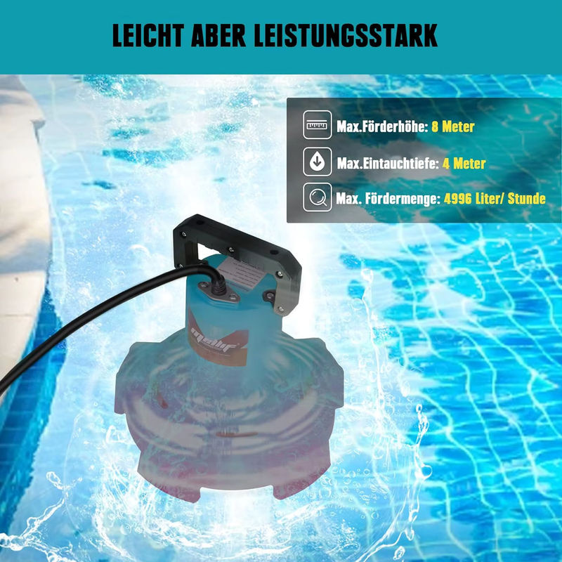 Makita Akku-Tauchpumpe für 18V Akkus als elektrische Schmutzwasserpumpe für Garten, Teich und Pool (Nur Werkzeug) - Bild 2