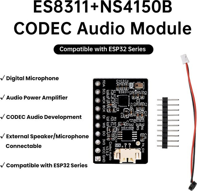 Diymore Digitales Leistungsverstärker-Audiomodul mit integriertem Mikrofon ES8311+NS4150B in Schwarz für Audio-Projekte - Bild 1