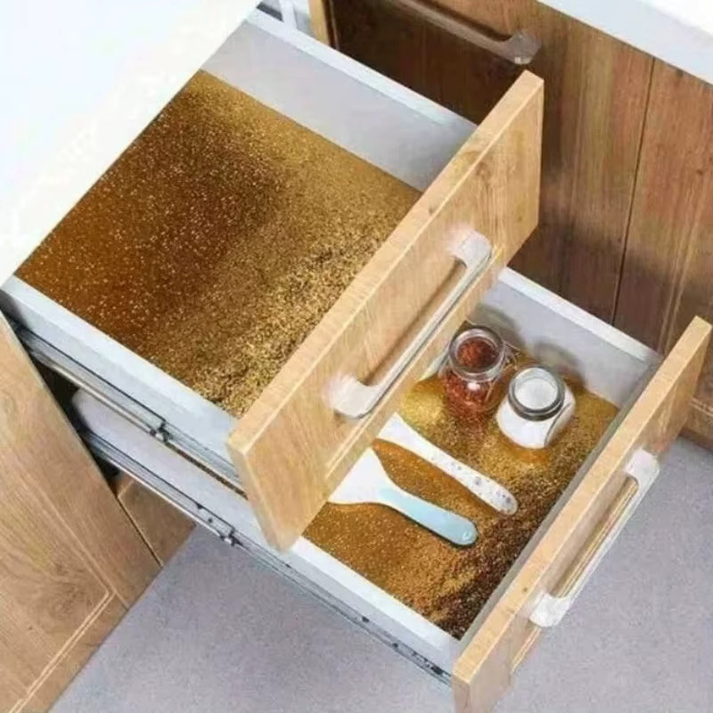 Selbstklebende 3D Wandaufkleber aus Aluminiumfolie, wasserdicht und ölbeständig für Küche und Schrank, Silber und Gold - Bild 3