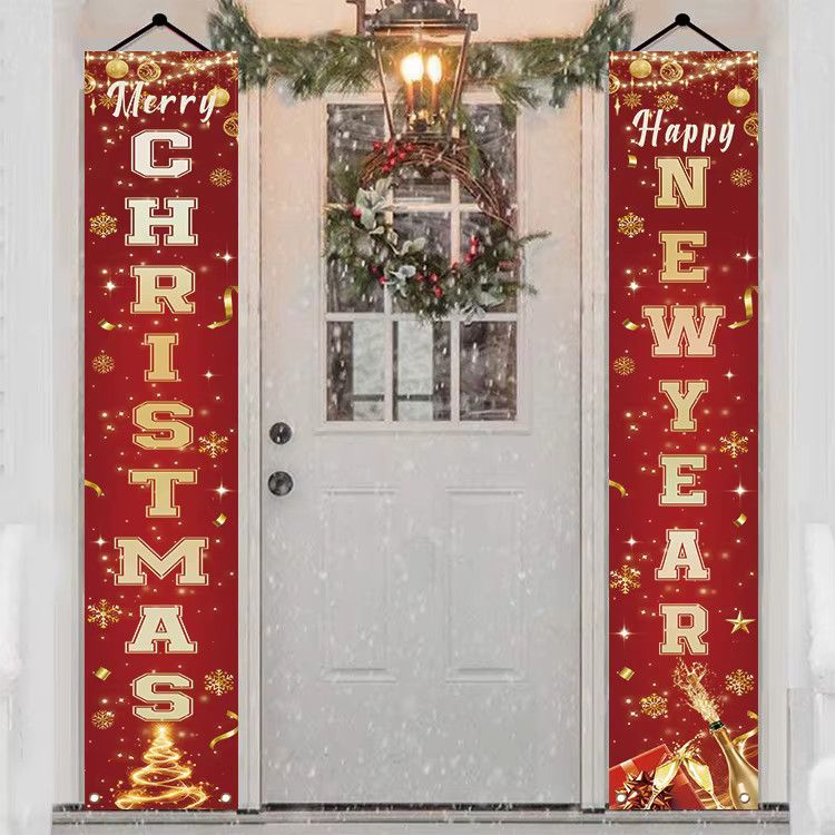 VIKAMA Weihnachts-Couplets-Dekoration in Rot als hängendes Banner für Garten und Veranda zur Neujahrs- und Weihnachtsfeier - Bild 4