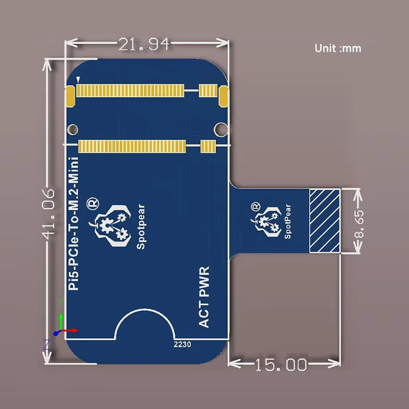 Caturda PCIe zu M.2 NVMe SSD Erweiterungskarte für Raspberry Pi 5, kompatibel mit dem offiziellen aktiven Kühler Mini HAT Board - Bild 3