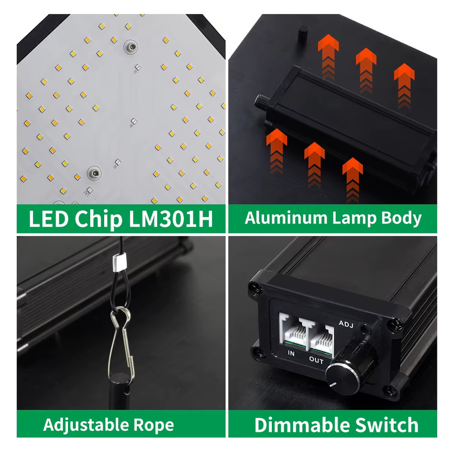GRAXGROW LED Pflanzenlampe High Energy Vollspektrum-Wachstum, 100 W, Schwarz, dimmbar, wasserdicht, RGBWW Quantenbrett für Hydrokultur und Gewächshaus - Bild 6