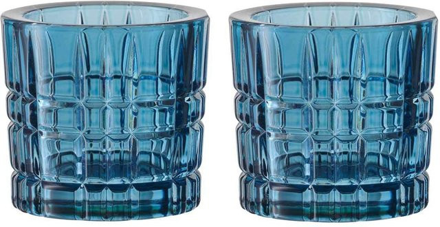 Nachtmann Teelichthalter Square Votives aus Glas in Blau, 2er Set, Durchmesser: 7,1 cm, Höhe: 6,6 cm - Bild 1