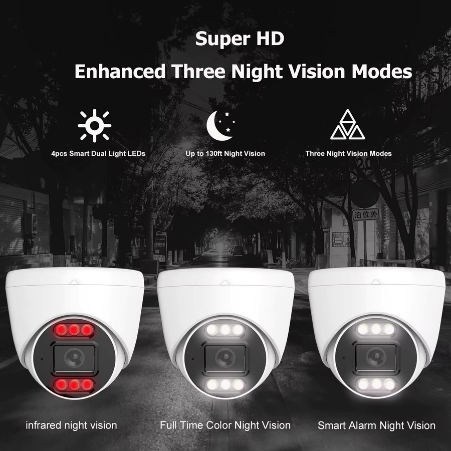 SIMICAM IP PoE Sicherheitskamera mit 4K 8MP Auflösung, Dual-Lampen-Nachtsicht, Zwei-Wege-Audio und Onvif in Weiß - Bild 3