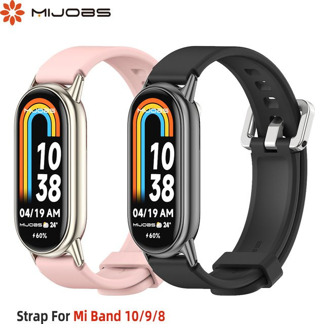 MIJOBS Silikon Armband für Xiaomi Smart Band 8, 9 und 10 in Blau und Silber, Unisex Watch Band - Bild 1