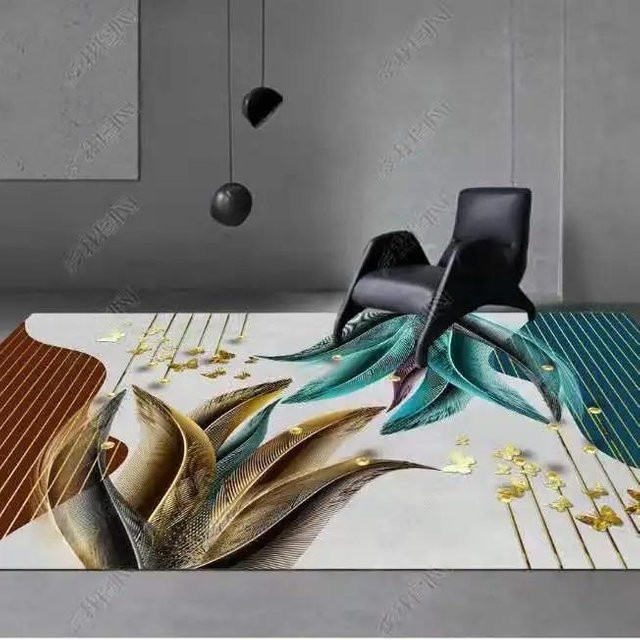 JGJG Nordischer Federteppich Modern Geometrisch, Waschbar und Rutschfest, Mehrfarbig, B/T: 60 x 40 cm - Bild 1
